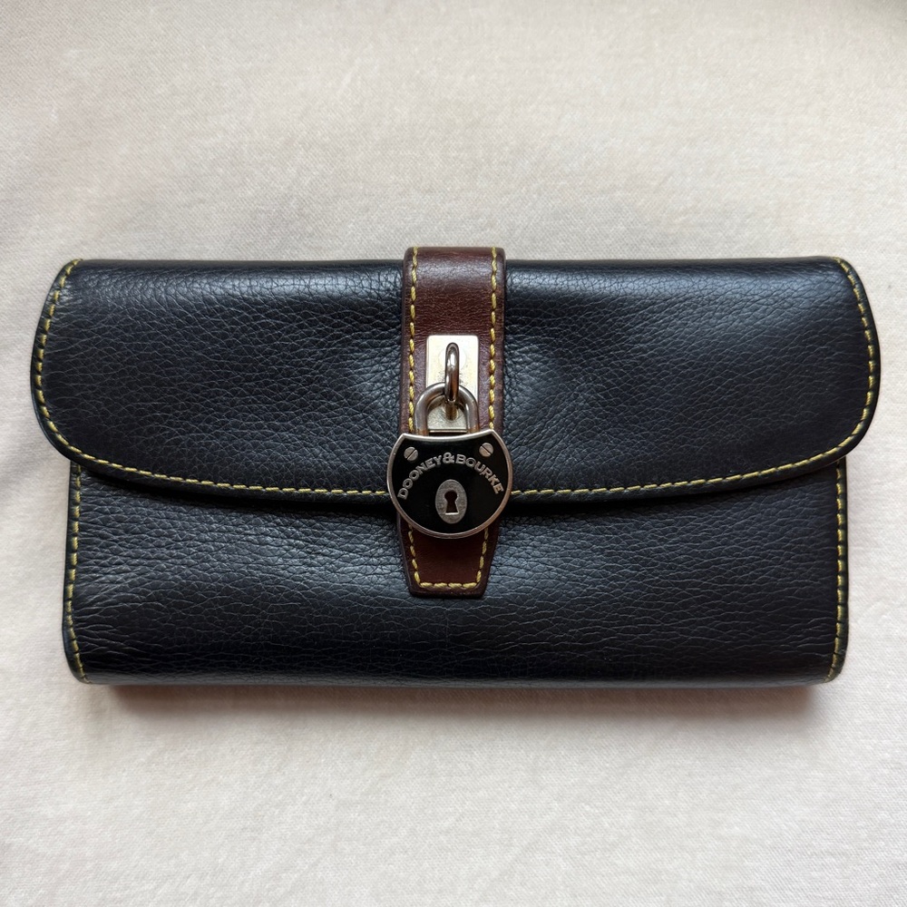 Dooney & Bourke Black and Brown Leather Wallet